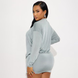 Solid Color Loose Deep V Neck Mini Dress GSZM-D25DS345