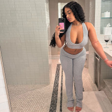 Solid Color Sleeveless Vest Pants Suit MXBF-D25ST235