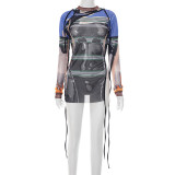 Print Irregular Split T Shirts MXBF-J25TP137