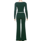 Long Sleeve Coat+Vest+Flare Pants 3 Piece Set XEF-K25S78623