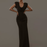 Solid Color Pleated Sleeveless Maxi Dress XEF-K25D78720