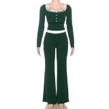 Long Sleeve Coat+Vest+Flare Pants 3 Piece Set XEF-K25S78623