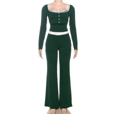 Long Sleeve Coat+Vest+Flare Pants 3 Piece Set XEF-K25S78623