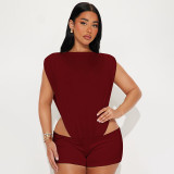 Solid Color Sleeveless Bodysuit Short Suit MXBF-J25ST135