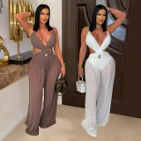 V Neck Backless See Through Jumpsuit CYA-901980