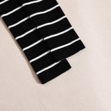 Stripe One Shoulder Long Sleeve Skirt Suit GNZD-41962SBG