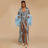 Beach Print Sun Protection Cover-Up Jacket YF-10889