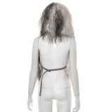 Deep V Neck Fur Collar Hooded Tops MXBF-Y25TP242