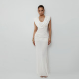 Solid Color Pleated Sleeveless Maxi Dress XEF-K25D78720