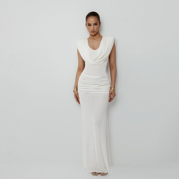 Solid Color Pleated Sleeveless Maxi Dress XEF-K25D78720