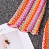 V Neck Long Sleeve Stripe Maxi Dress GNZD-32544DBY