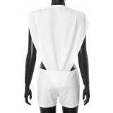 Solid Color Sleeveless Bodysuit Short Suit MXBF-J25ST135