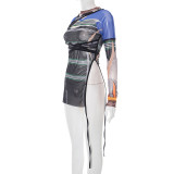 Print Irregular Split T Shirts MXBF-J25TP137