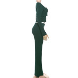 Long Sleeve Coat+Vest+Flare Pants 3 Piece Set XEF-K25S78623