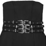 Sexy Wrap Chest Metal-buckle Jumpsuit BY-7483