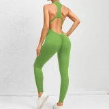 Solid Color Zipper Backless Sport Jumpsuit GQSA-Q23