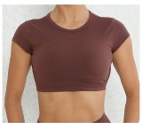 Short Sleeve Backless With Bra Sports T-shirt  GQSA-8300