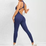 Solid Color Zipper Backless Sport Jumpsuit GQSA-Q23