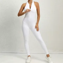 Solid Color Zipper Backless Sport Jumpsuit GQSA-Q23