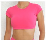 Short Sleeve Backless With Bra Sports T-shirt  GQSA-8300