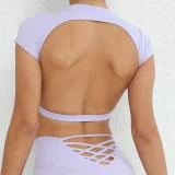 Short Sleeve Backless With Bra Sports T-shirt  GQSA-8300