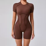 Short Sleeve Sport Backless Yoga Romper GQSA-50310