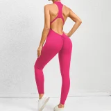 Solid Color Zipper Backless Sport Jumpsuit GQSA-Q23