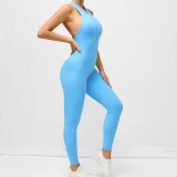Solid Color Zipper Backless Sport Jumpsuit GQSA-Q23