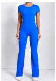 Backless Short Sleeve Solid Jumpsuit GQSA-60450