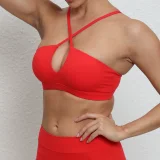 Solid Color Cross Sling Sport Fitness Top GQSA-A05