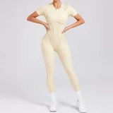 Short Sleeve Solid Color Yoga Jumpsuit GQSA-88201