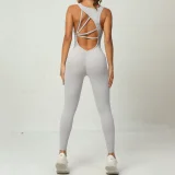 Sleeveless Solid Color Sport Skinny Jumpsuit GQSA-42015