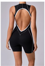 Line Splicing Sleeveless Sport Romper GQSA-11501
