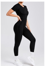 Short Sleeve Solid Color Yoga Jumpsuit GQSA-88201