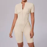 Short Sleeve Zipper Sport Skinny Romper GQSA-K0113