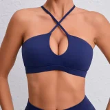 Solid Color Cross Sling Sport Fitness Top GQSA-A05