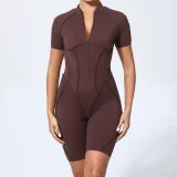 Short Sleeve Zipper Sport Skinny Romper GQSA-K0113