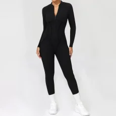 Long Sleeve Zipper Tight Backless Jumpsuit GQSA-25633