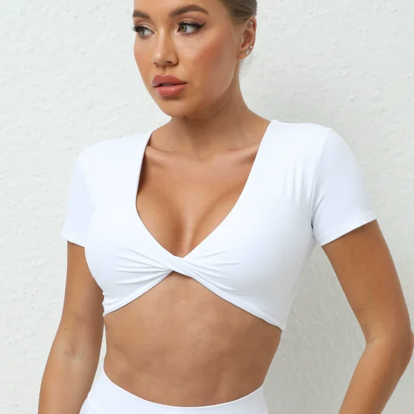 Short Sleeve Tight V Neck T Shirts GQSA-T15