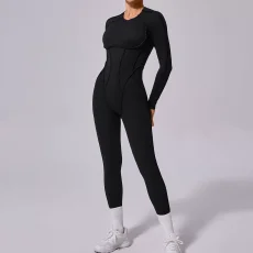 Long Sleeve Solid Color Sport Jumpsuit GQSA-10122