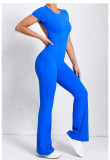 Backless Short Sleeve Solid Jumpsuit GQSA-60450