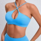 Solid Color Cross Sling Sport Fitness Top GQSA-A05