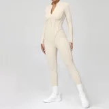 Long Sleeve Zipper Tight Backless Jumpsuit GQSA-25633