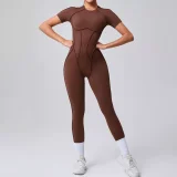 Short Sleeve Solid Color Yoga Jumpsuit GQSA-88201