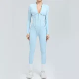 Long Sleeve Zipper Tight Backless Jumpsuit GQSA-25633