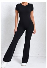 Backless Short Sleeve Solid Jumpsuit GQSA-60450