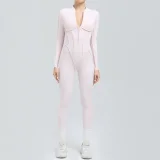 Long Sleeve Zipper Tight Backless Jumpsuit GQSA-25633