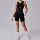 Line Splicing Sleeveless Sport Romper GQSA-11501