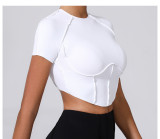 Yoga Short-Sleeve Fitted Top GQSA-0673