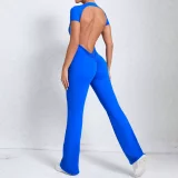 Backless Short Sleeve Solid Jumpsuit GQSA-60450
